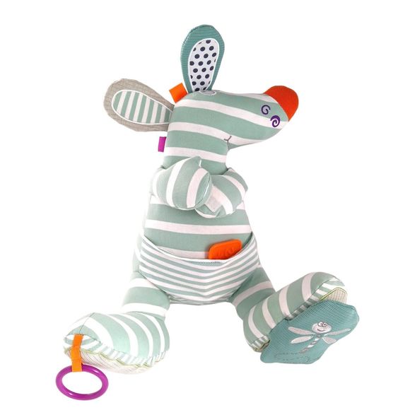 Dolce France Kangaroo & Baby Stuffed Striped Soft Plush 12" NWOT - Picture 1 of 6